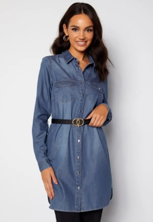 Happy Holly Kathleen long denim shirt Medium denim 44/46