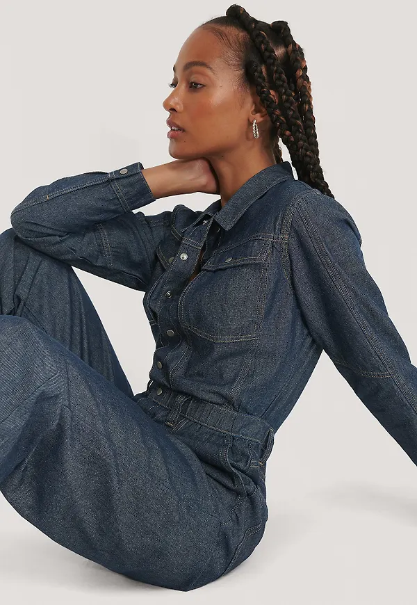 NA-KD Trend Oversize Overall I Denim - Blue