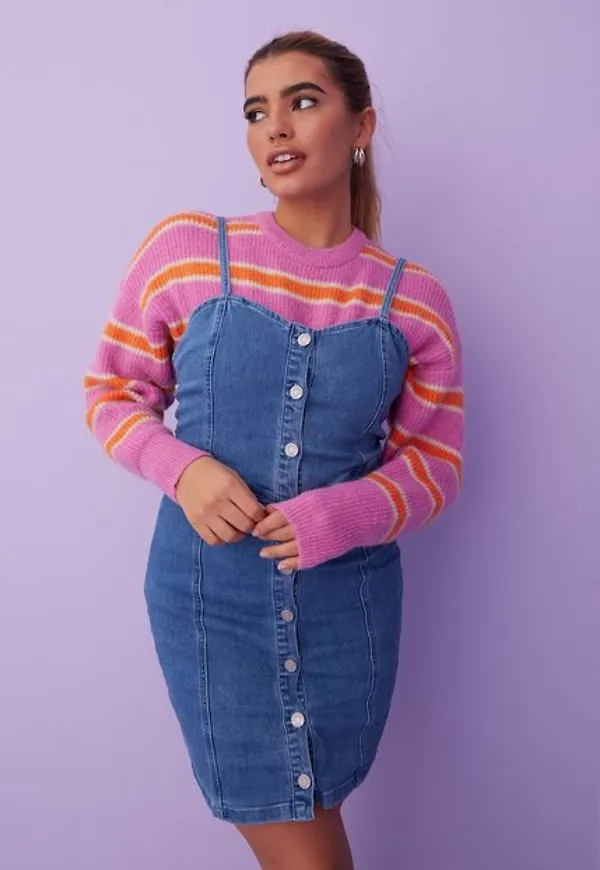 Missguided Button Through Cami Dress Fodralklänningar