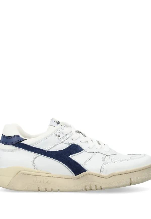 Diadora lädersneakers med panel - Vit