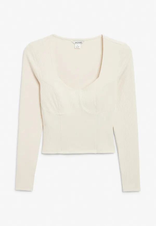 Diamond neck crop top - Beige