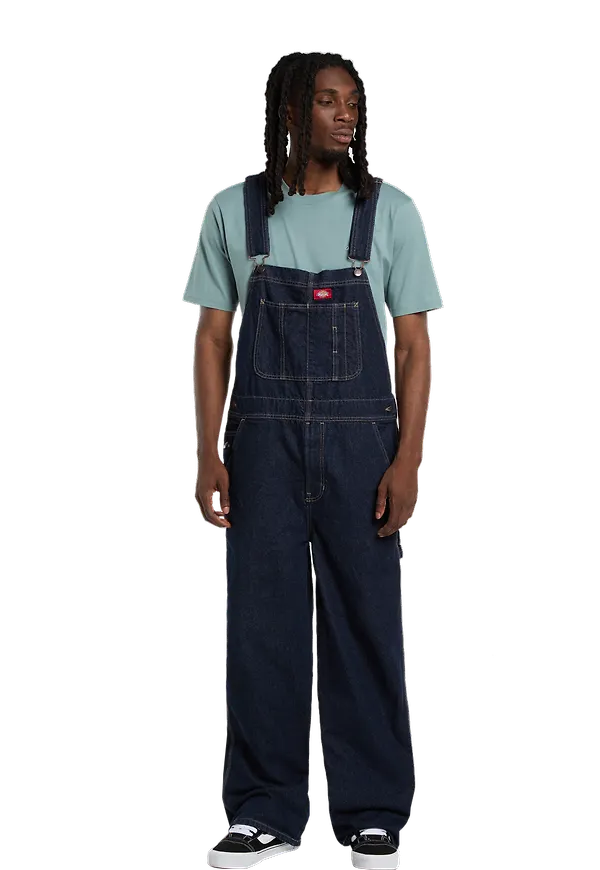 Dickies Men's Loose Denim Bib Rinsed