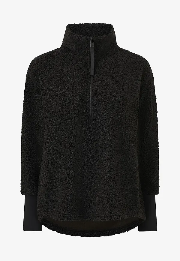 Didriksons - Teddytröja Monia Wns Half Zip - Svart