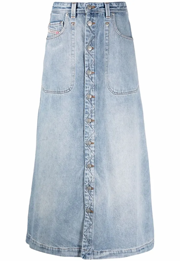 Diesel A-linjekjol i denim - Blå