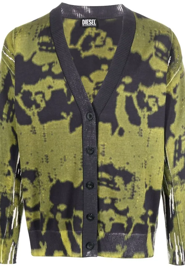 Diesel abstract-print V-neck cardigan - Grön