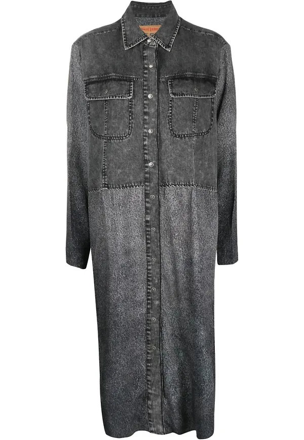 Diesel acid-wash denim midi dress - Svart