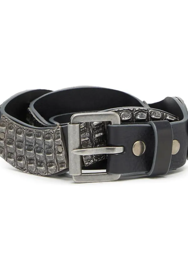 Diesel B-Metal Alligator läderskärp - Svart