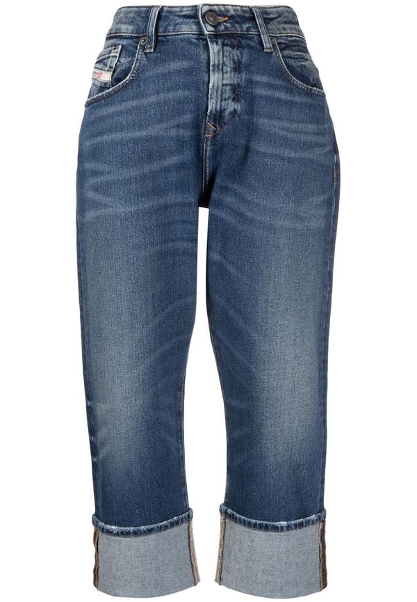 Diesel beskurna jeans med uppvikt fåll - Blå