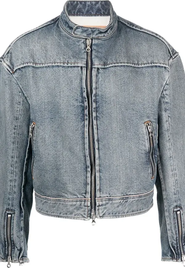 Diesel bikerjacka i denim - Blå