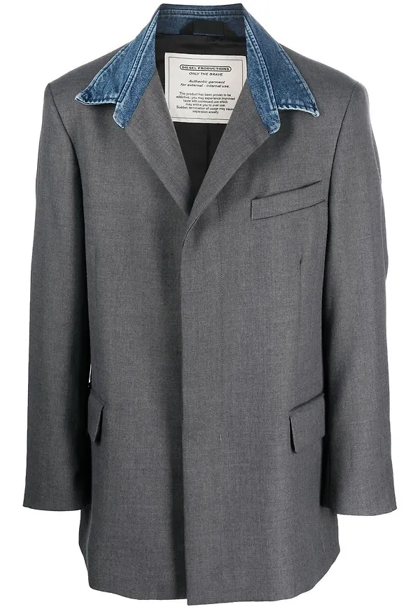 Diesel blazer med kontrastkrage - Grå