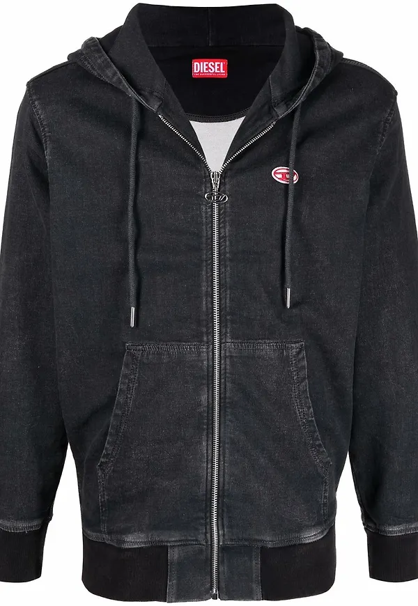 Diesel blekt hoodie - Svart