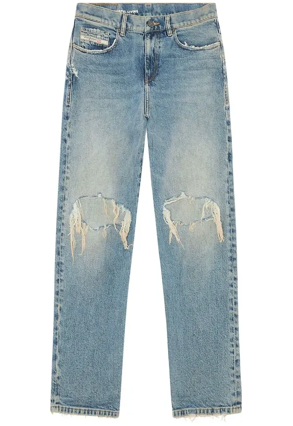 Diesel boyfriend-jeans med slitning - Blå