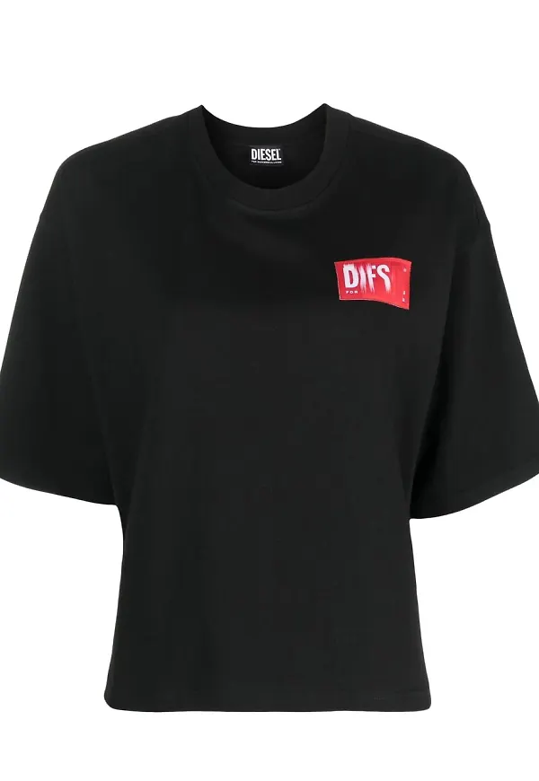 Diesel cotton logo-patch T-shirt - Svart