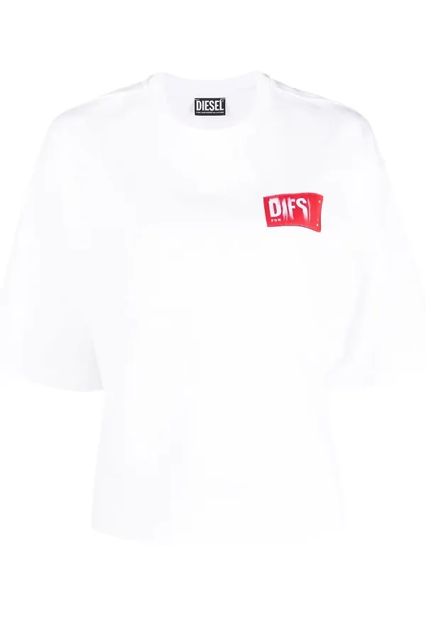 Diesel cotton logo-patch T-shirt - Vit