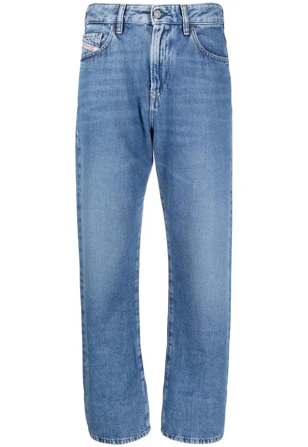 Diesel croppade boyfriend-jeans - Blå
