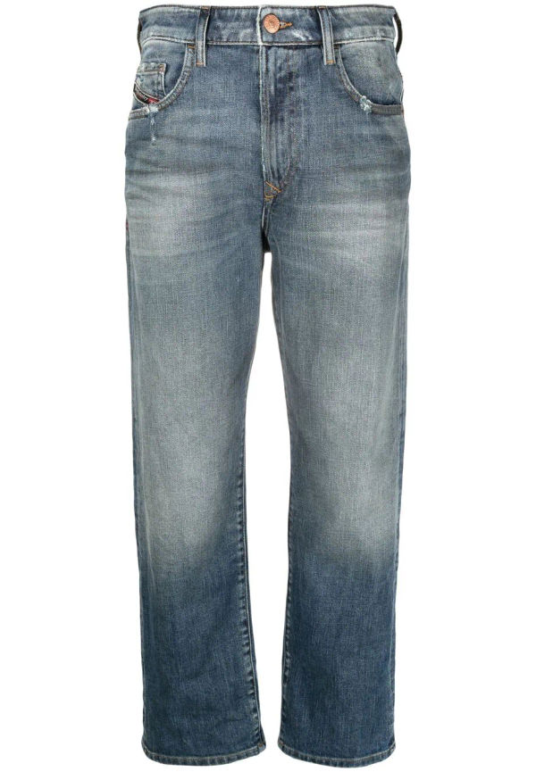 Diesel croppade jeans med hög midja - Blå