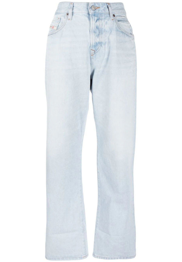 Diesel croppade jeans med rak passform - Blå