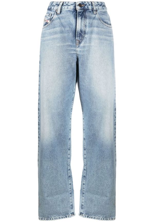 Diesel croppade jeans med rak passform - Blå