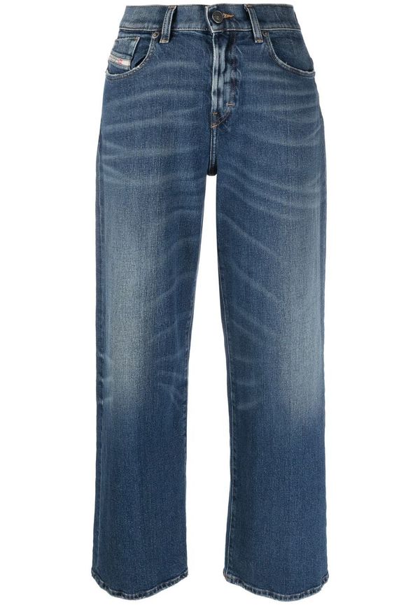 Diesel croppade jeans med skrynklad effekt - Blå
