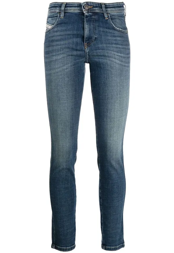Diesel croppade slim fit-jeans - Blå