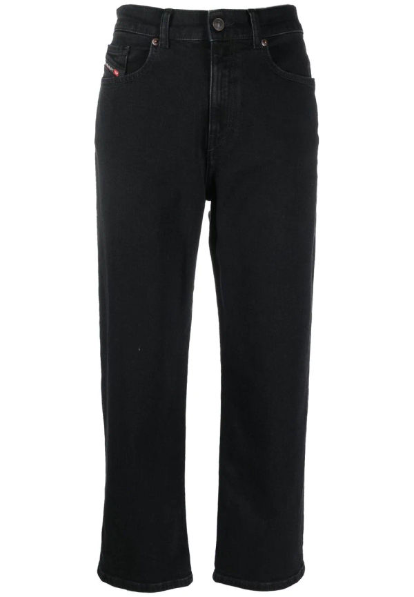 Diesel croppade straight-jeans - Svart