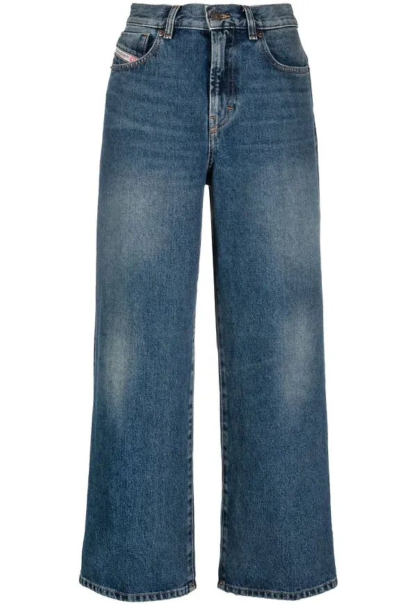 Diesel croppade wide leg-jeans - Blå