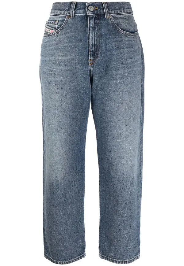 Diesel croppade wide leg-jeans - Blå