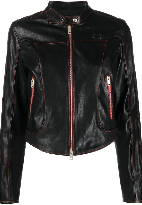 Diesel cropped lambskin jacket - Svart