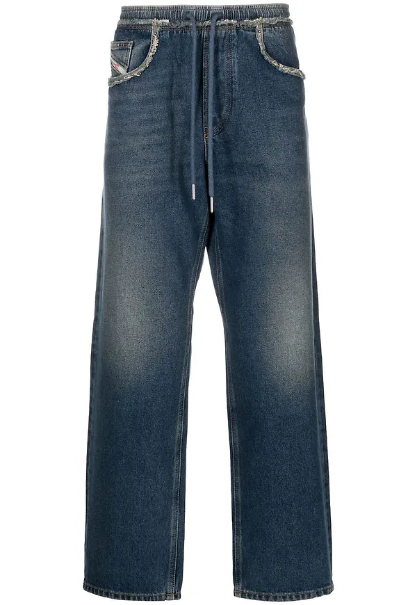 Diesel D-SERT croppade straight-jeans - Blå