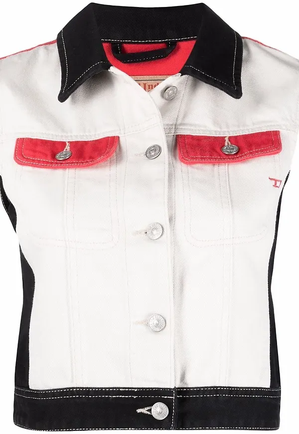 Diesel De-Slimmy-SM truckerväst i denim - Neutral