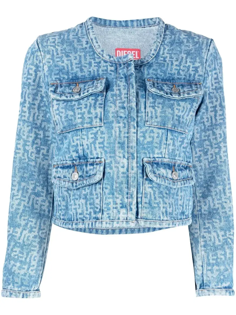 Diesel De-Velop-Sp1 jeansjacka med monogram - Blå