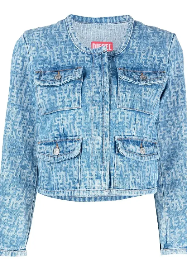 Diesel De-Velop-Sp1 jeansjacka med monogram - Blå