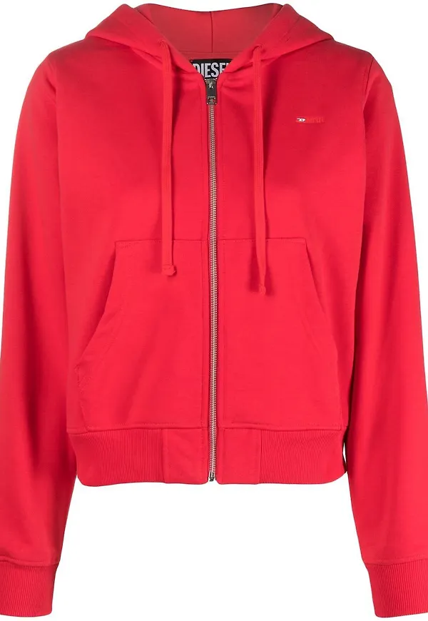 Diesel embroidered-logo zip-up hoodie - Röd