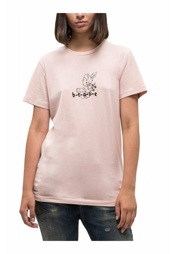 Diesel Embroidered rabbit cotton t -shirt Rosa, Dam