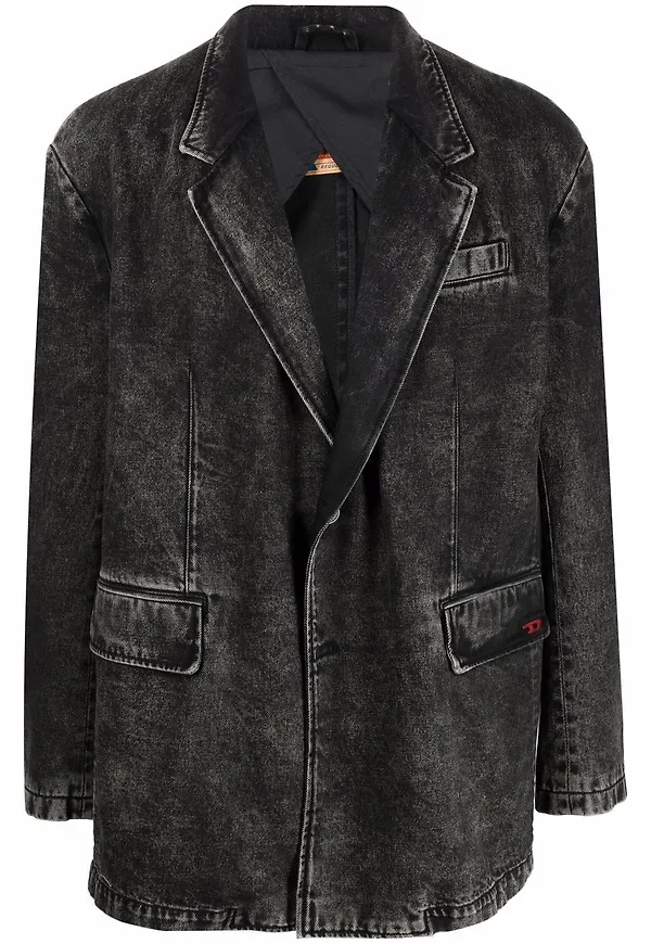 Diesel enkelknäppt jeansblazer - Svart