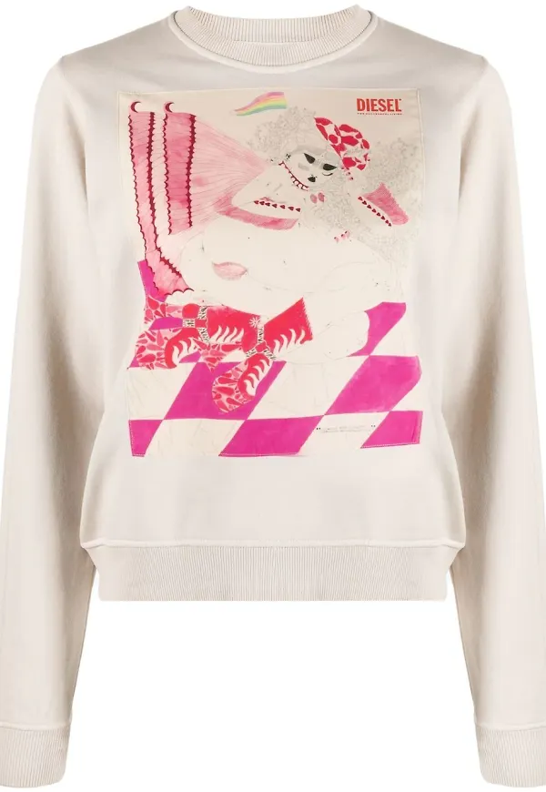 Diesel Femme Pride sweatshirt med tryck - Neutral