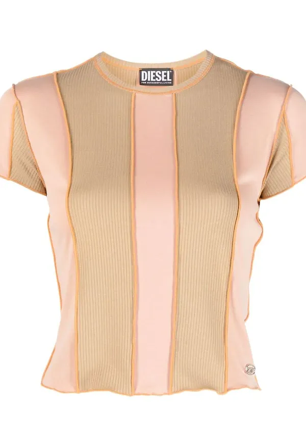 Diesel figursydd t-shirt med randig panel - Neutral