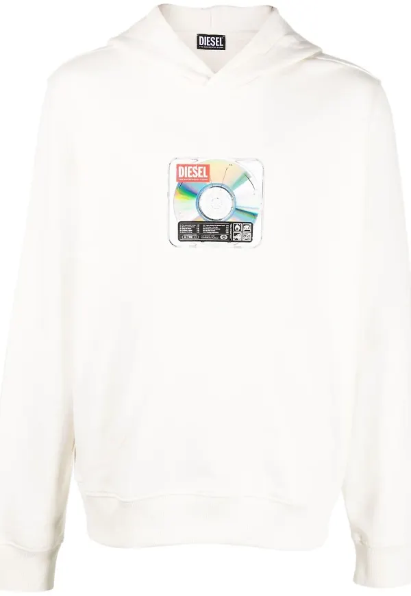Diesel hoodie med CD-motiv - Vit