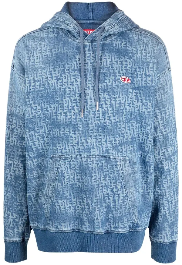 Diesel hoodie med dragsko - Blå