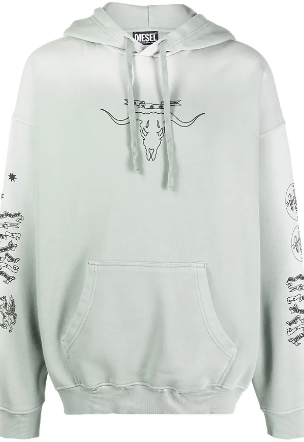 Diesel hoodie med dragsko - Grön