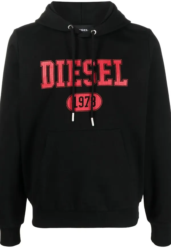 Diesel hoodie med dragsko - Svart