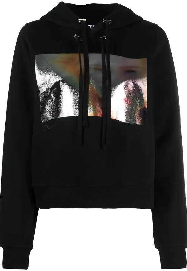 Diesel hoodie med dragsko - Svart