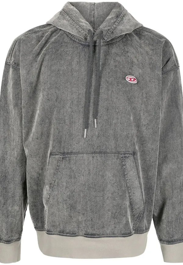 Diesel hoodie med sliten effekt - Grå