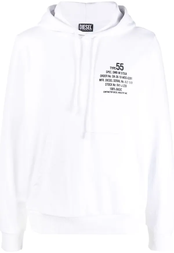 Diesel hoodie med slogan - Vit
