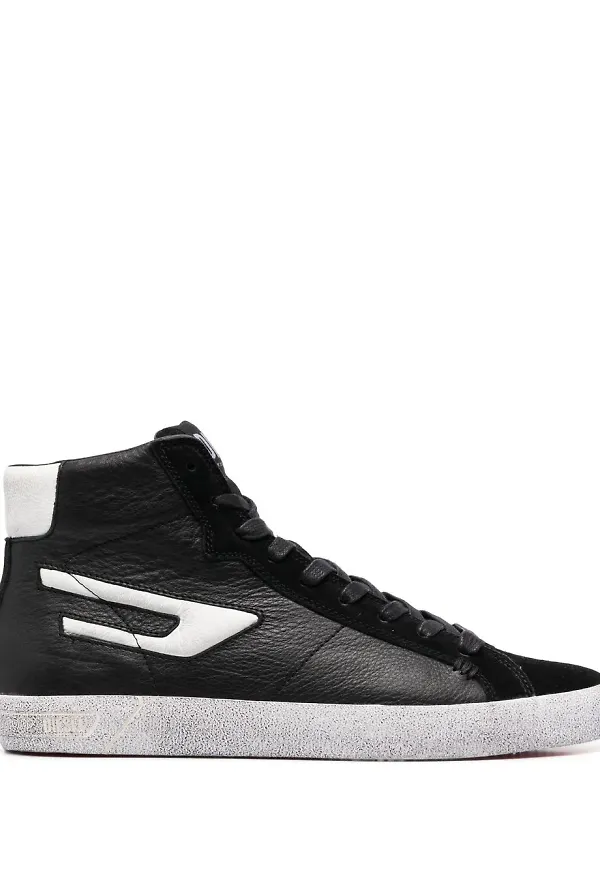 Diesel höga sneakers med mockapanel - Svart