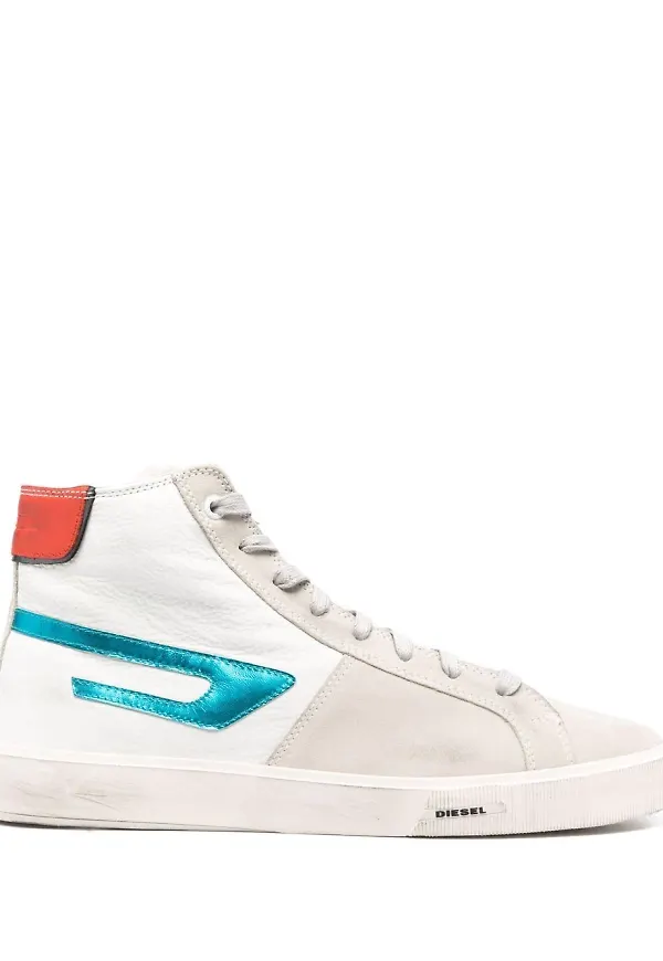 Diesel höga sneakers med slitning - Vit