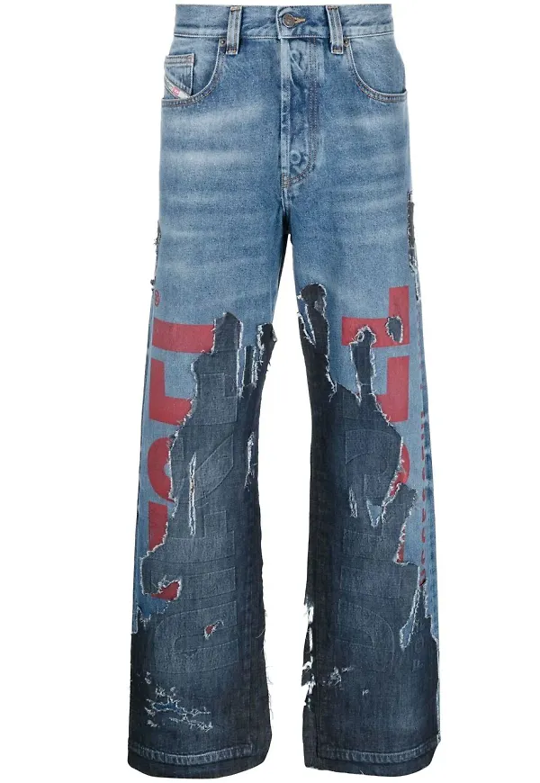 Diesel jeans med paneldesign - Blå