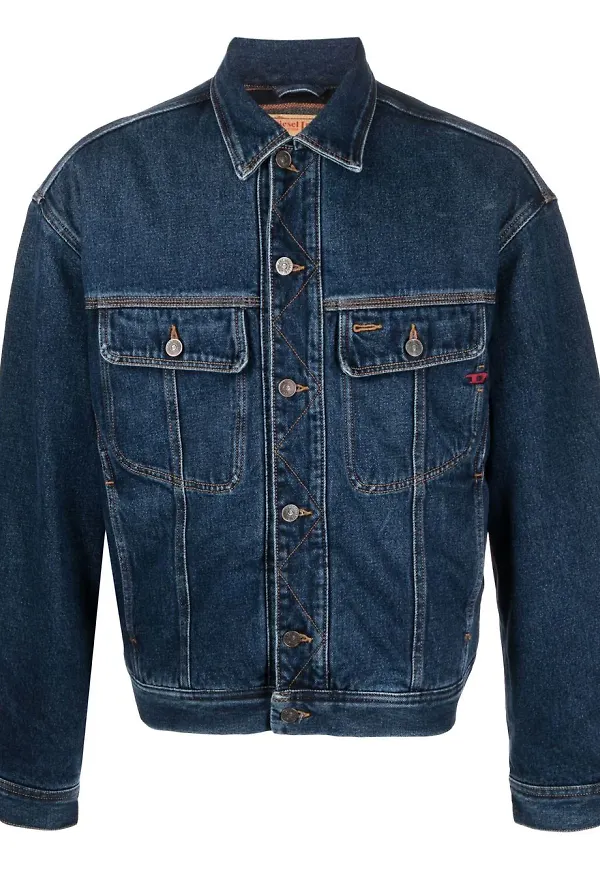 Diesel jeansjacka med bröstficka - Blå