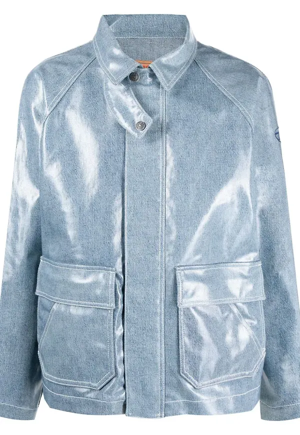 Diesel jeansjacka med glansig finish - Blå