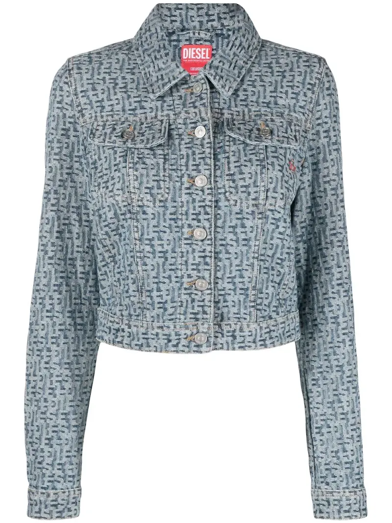 Diesel jeansjacka med monogram - Blå
